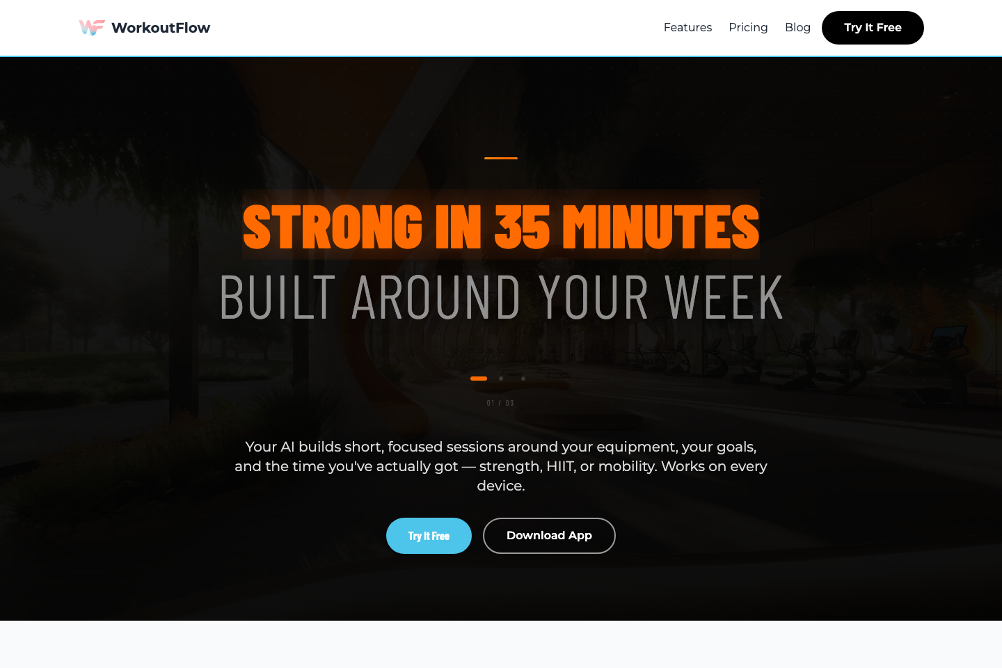 WorkoutFlow website screenshot